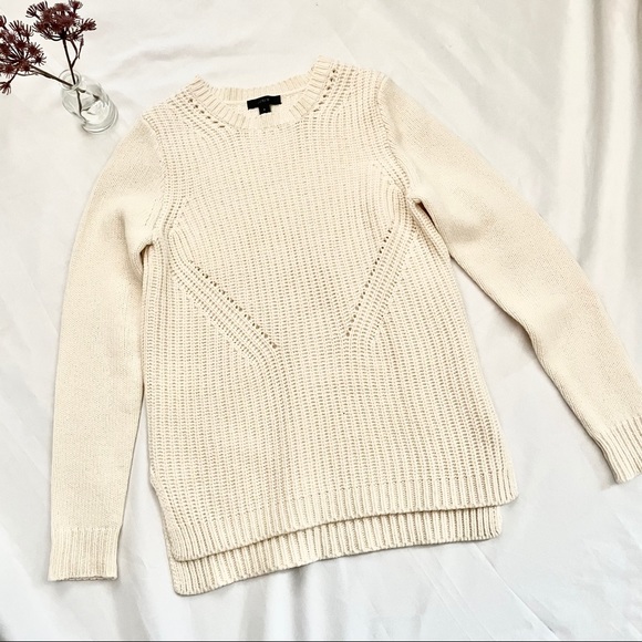 J. Crew Sweaters - J.Crew Lambs Wool Pointelle Ivory Sweater